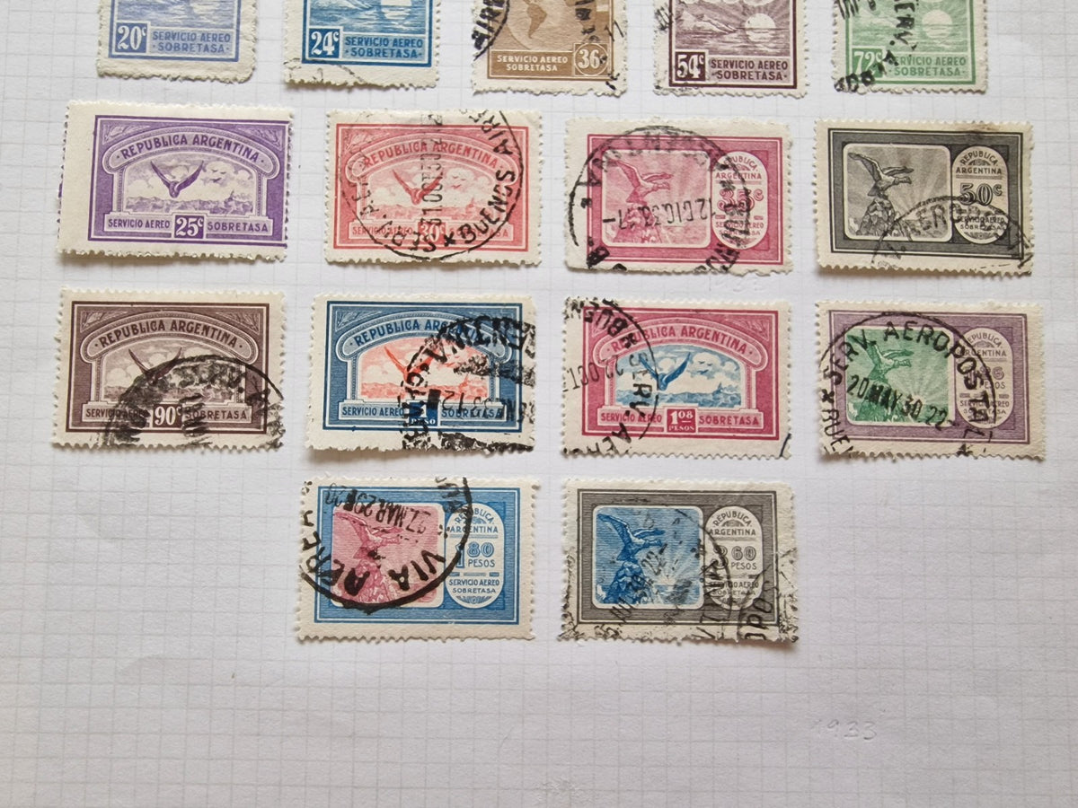 Argentina 1928 Air Set SG558-576 Used (25c Mint)