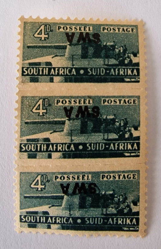 South West Africa 1943-44 SG129a 4d Slate-Green Opt Inverted MNH Cat £900