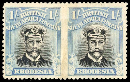 Rhodesia SG300a 1s Black & Dull Blue P14 IMPERF BETWEEN Cat £30,000 with Cert