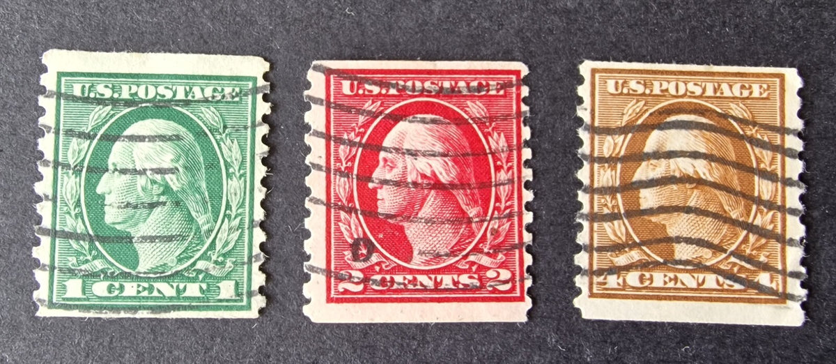 USA 1914 SG450/451/453 SC# 443/443/446 Imperf x P10 Coils Used