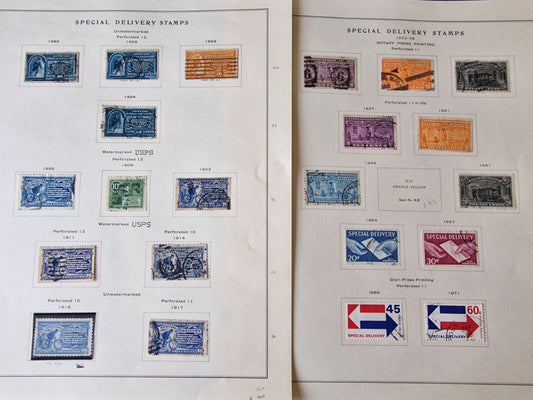 USA 'Special Delivery' Accumulation on 2 Pages Complete (Less 1 Stamp) Cat £530+
