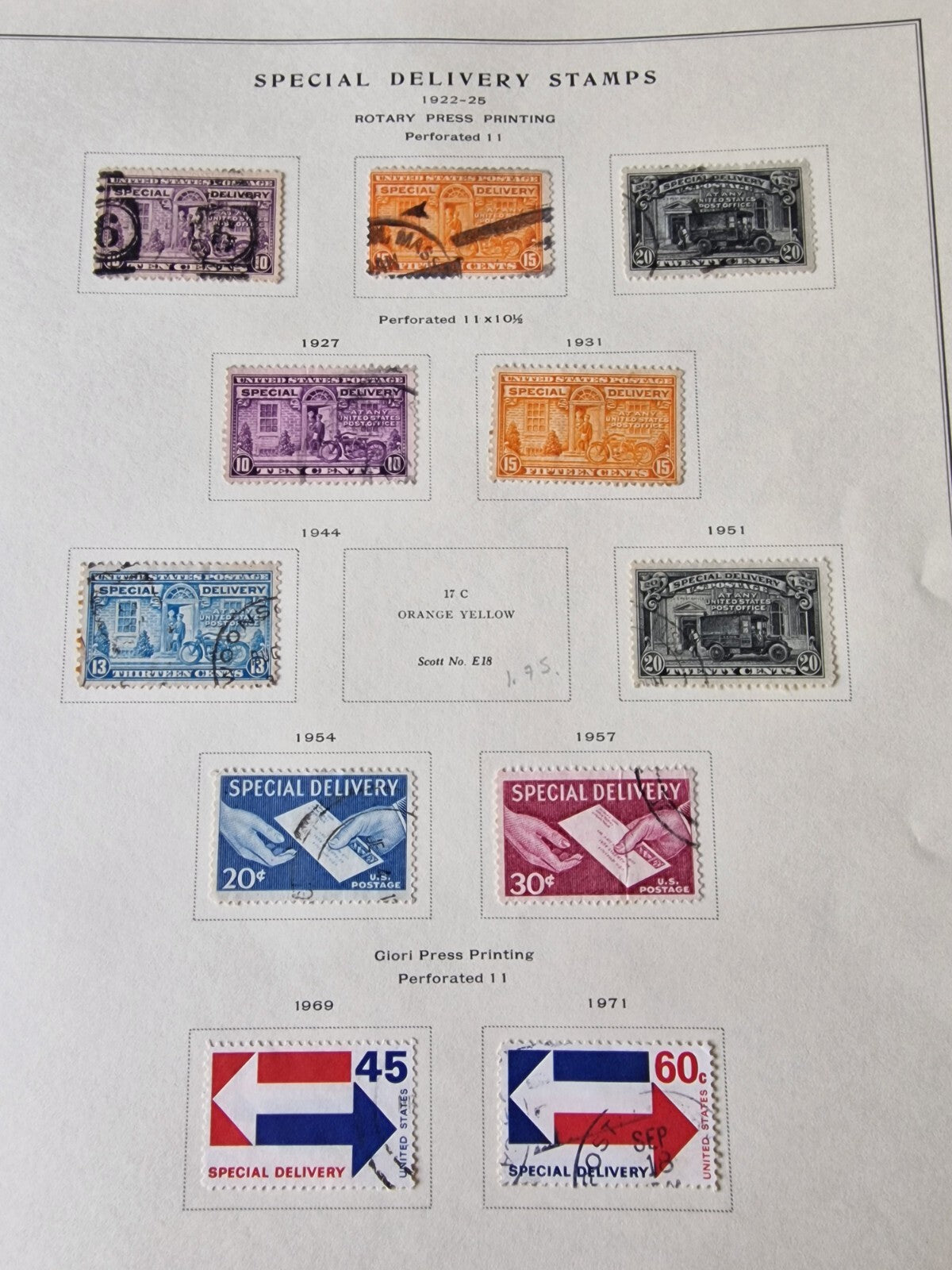 USA 'Special Delivery' Accumulation on 2 Pages Complete (Less 1 Stamp) Cat £530+