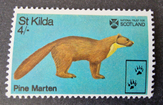 St. Kilda  1969 National Trust Pine Marten 4/- Black Printed Double ERROR
