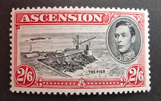 Ascension 1938-55 SG45ca 2s6d Black & Deep Carmine P13 DAVIT FLAW Mint CV £1,400