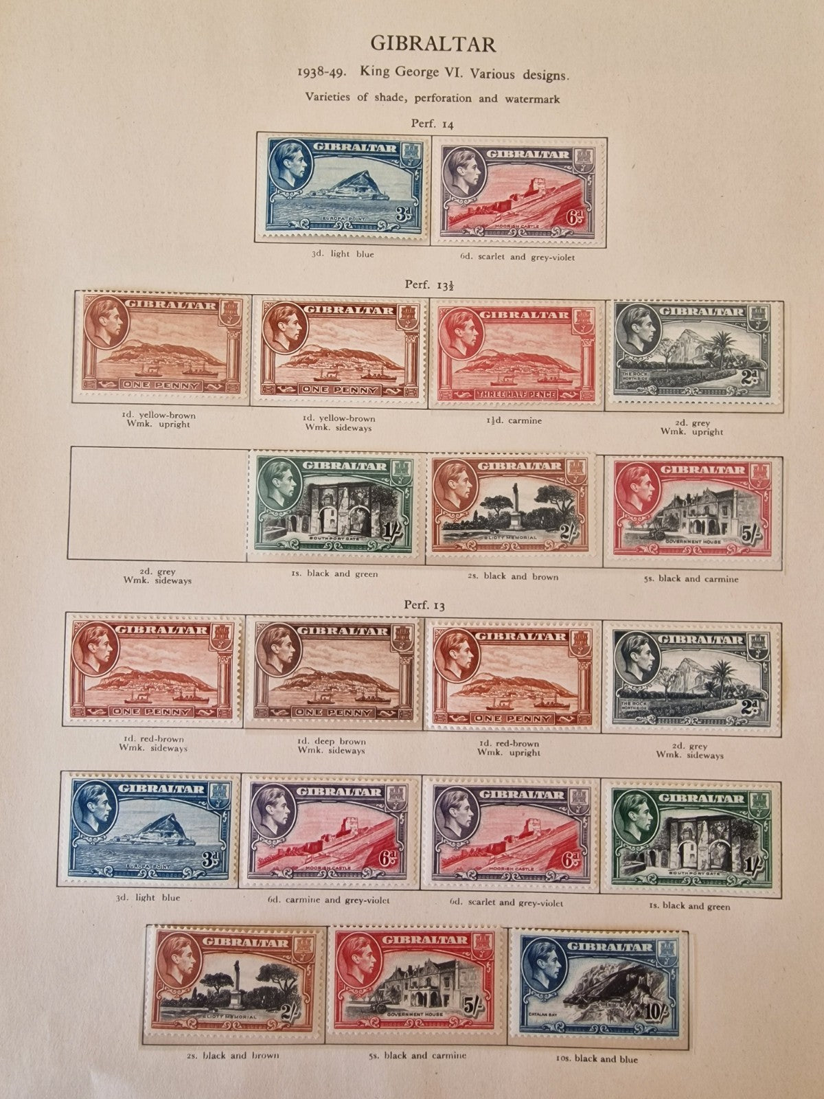 Gibraltar 1938-51 Set Complete for All Perfs/Colours (Less SG124ab) CV £1,550.85
