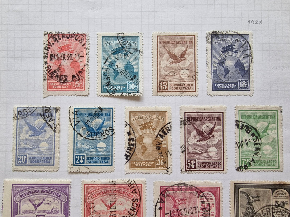 Argentina 1928 Air Set SG558-576 Used (25c Mint)