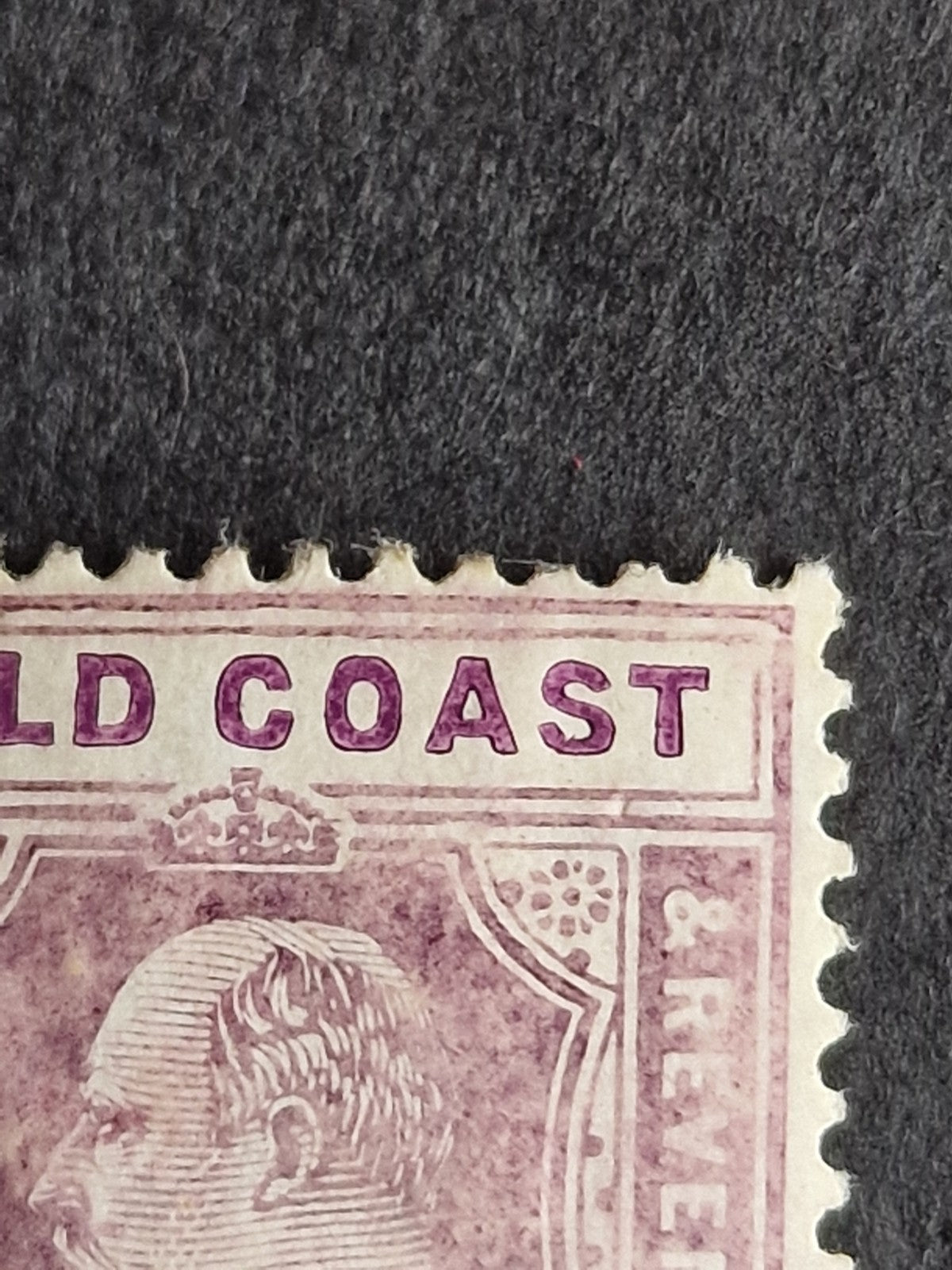 Gold Coast KEVII 1907-13 SG64b 6d Damaged Frame & Crown Mint Cat £350