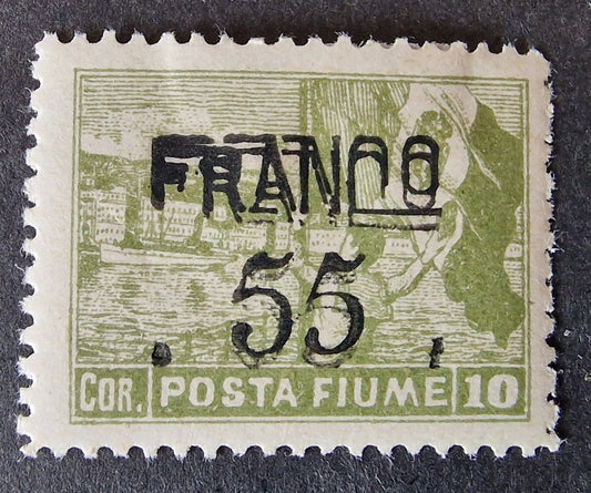 Fiume 1919-20 SG104 Sass D87c 55 on 10cor Opt Double Mint Cat 350EUR (2008)