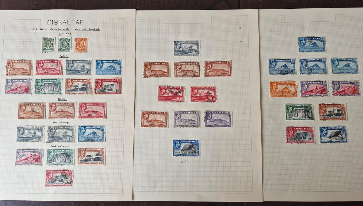 Gibraltar 1938-51 Set All Listed Perfs, Wmks & Shades SG121-31 Used Cat £675+